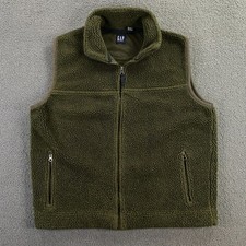 Vintage Y2K Gap Vest Mens Large Sherpa Fleece full Zip Green Gorpcore