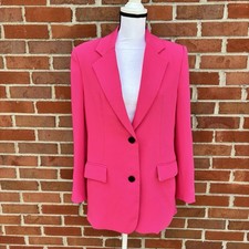 Zara Bright Hot Pink Oversized Double Button V Neck Blazer Womens Small