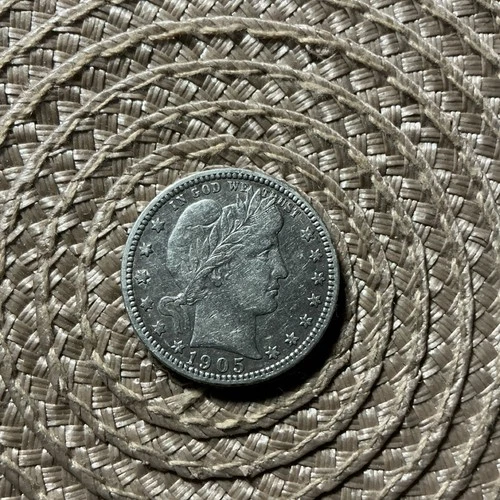 1905 Barber Quarter 25C Silver Circulated US Coin Business Strike