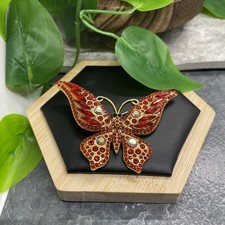 1.81x2.55 Butterfly Gold-tone Rhinestone Brooch Lapel Pin New Free Ship B7913