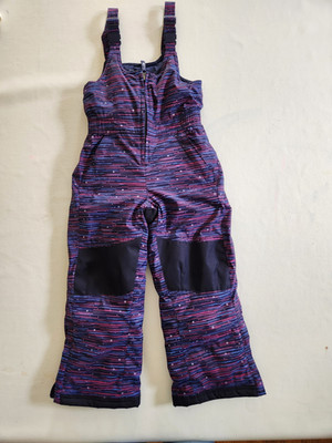L L Bean Kids Cold Buster Snow Bibs Sz 5-6  Navy Extra Warm Pockets Adjustable