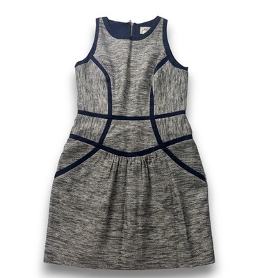 Milly of New York Navy Blue Tweed Sleeveless Sheath Dress with Pockets Size 6