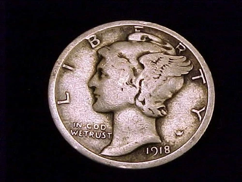 1918-S  Mercury Dime, a strong Good  grade.