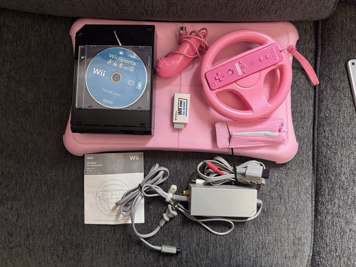 Nintendo Wii RVL-101 Console Family Edition Pink Tested W/ Motion