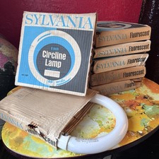 6x Vintage Sylvania 8" 22 Watt Cool White Circline Fluorescent Light Bulb Lot
