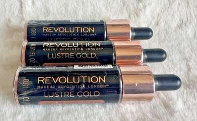 Makeup Revolution Liquid Highlighter  Lustre Gold 0.61oz   CASE PACK OF 3