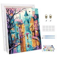 Malen Nach Zahlen Set auf gerahmter Leinwand Stadtbild 30x40cm für Erwachsene