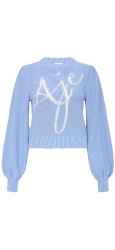 Aje Betsy Logo cropped light blue jumper size small - Picture 2 of 10