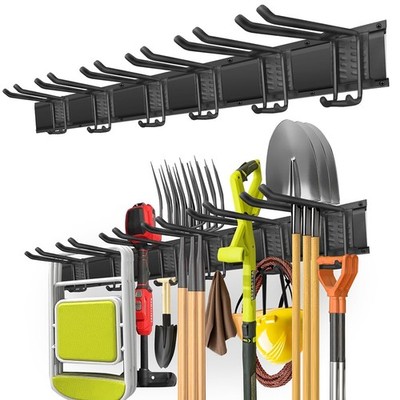 Piyilo Garage Tool Organizer Wall Mount 48 Inches Rails And 6 Double-Layer