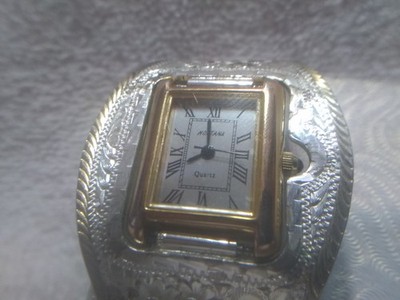 Montana Silversmiths Cuff Watch Silver Flower Filigree Silver Dial