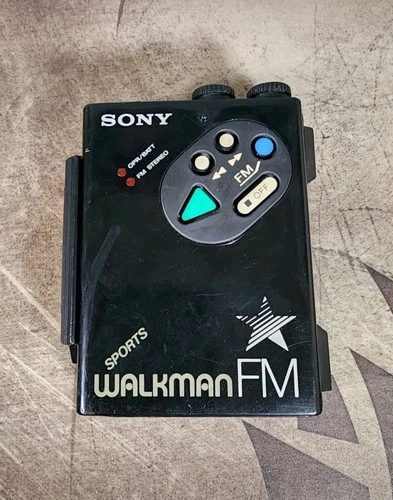 SONY SPORTS WALKMAN WM-F5 Portable Cassette Player Black For Parts - Turns On