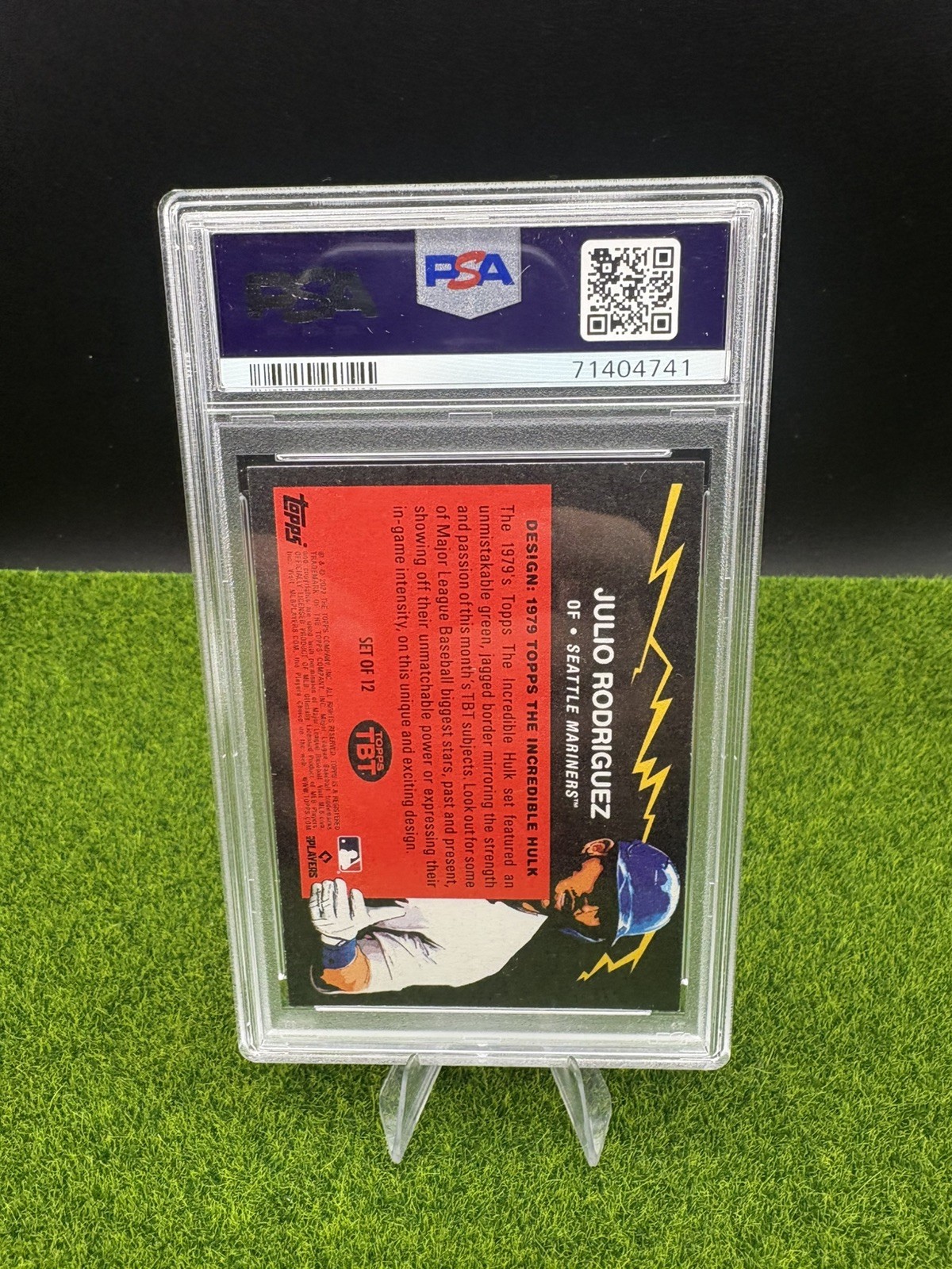 2022 Topps #TBT - 1979 The Incredible Hulk Design Julio Rodriguez Pink /5 PSA 9 view 2