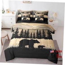 Rustic Cabin Comforter Set with Queen Sheets Farmhouse Bear Bedding Sets 7