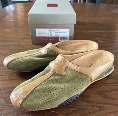 Cole Haan Air Beau Mule Slip On Shoes Women Size 11 Olive Green Brown RARE
