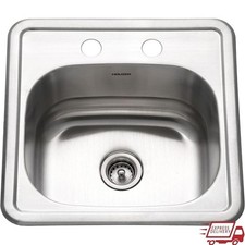 Stainless Steel Kitchen Sink 18 Inch Dual Faucet Holes Noise Reduction Durable