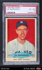 1954 Red Heart Gil McDougald Yankees SHORT-PRINT PSA 6 - EX/MT