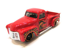 Vintage 2014 Hot Wheels '52 Chevy Truck Red w Flames 1:64 Diecast Hot Rod Pickup