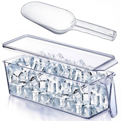 Ice Storage Bin for Freezer with Lid and Flexible Scoop Set Plastic Ice Conta...