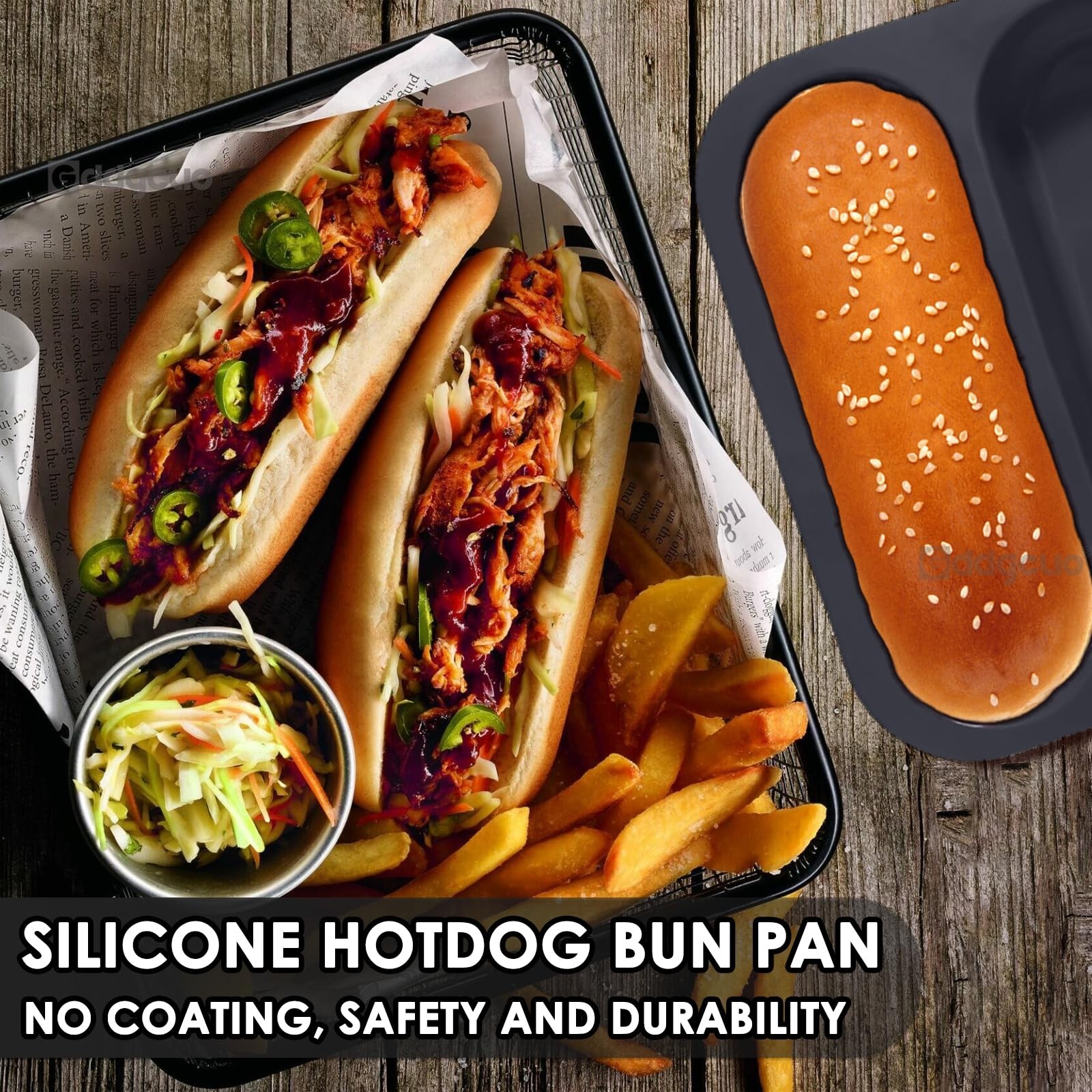 Silicone Hotdog Bun Pan 6 Inch Standard Mold 4 Cup Non-stick Homemade Baking
