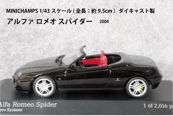 Minichamps Minicar 1/43 Scale Alfa Romeo Spider 2004 Black