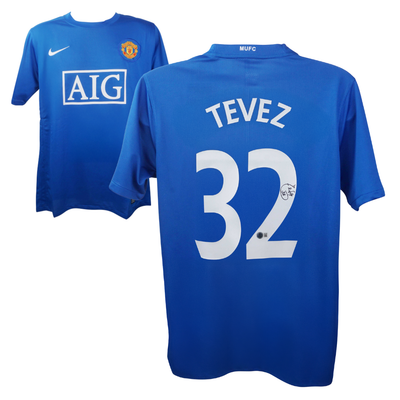 Carlos Tevez Signed Manchester Utd Away Soccer Jersey #32 with