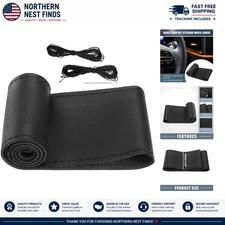 Hand Sewn Diy Microfiber Leather Steering Wheel Cover 32-35cm - Elegant Upgrade Hand Sewn Diy Microfiber Leather Steering Wheel Cover 32-35cm - Elegant Upgrade