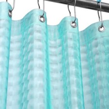 Teal 3D Crystal Plastic Shower Curtain Liner, 72x72 Inch Thin Lightweight Ice