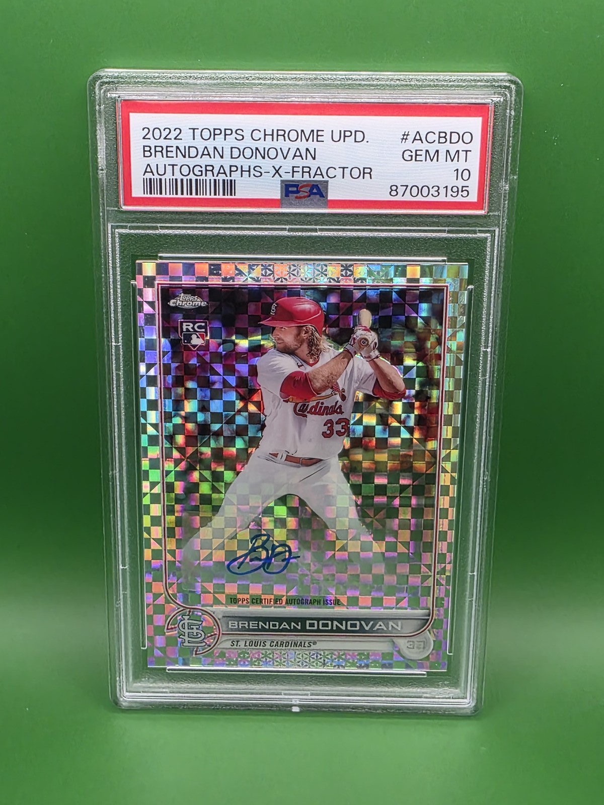 2022 Topps Chrome Update Brendan Donovan Rookie Auto X-Fractor #/125 PSA 10