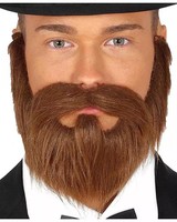 Brauner Vollbart Mit Schnurrbart Als KostüMzubehöR FüR Fasching, Karneval,