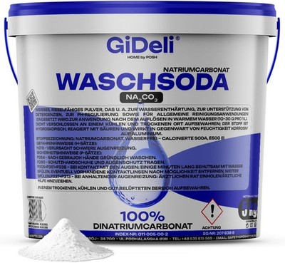 Waschsoda 5kg Natriumcarbonat Na2CO3 Kalziniert Waschmittel Waschpulver GiDeli