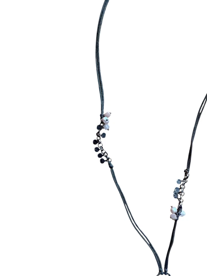 Collar de cabaret francés Silpada de plata de ley rosa con perlas de piedra de jabón N2190  Foto 2 de 3