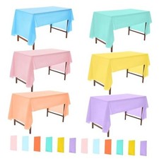 12 Packs Pastel Table Cloths for Parties, 54x108 Inch Plastic Assorted Color