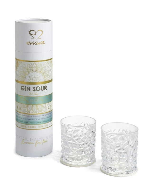 Cocktail per 2 Persone con Bicchieri e Sottobicchieri in Confezione Regalo