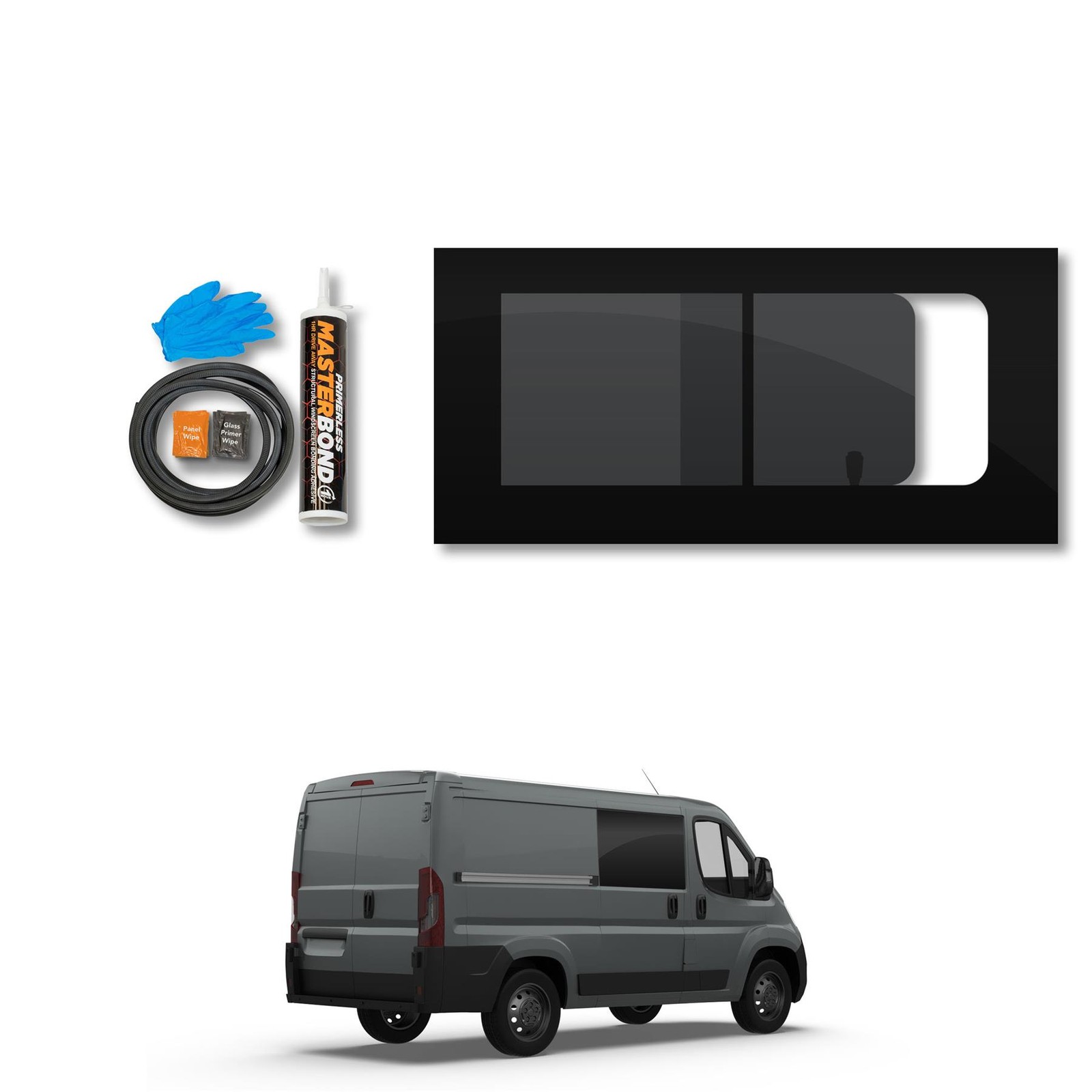 Toyota ProAce Max (2023- ) Driver Side Opening Dark Tint Window With Fitting Kit