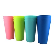 32-ounce Plastic Tumblers Reusable Dishwasher Safe BPA Free Set of 12 Multicolor