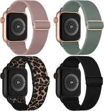 4Pack Stretchy Solo Loop Bands for Apple Watch 38  49mm Nylon Elastic