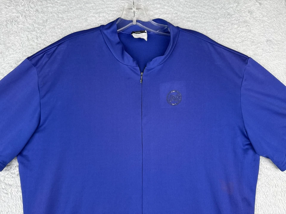 Camiseta deportiva de ciclismo trasera vintage adulto 2XL azul 1/2 cremallera manga corta poliéster EE. UU. Foto 4 de 4