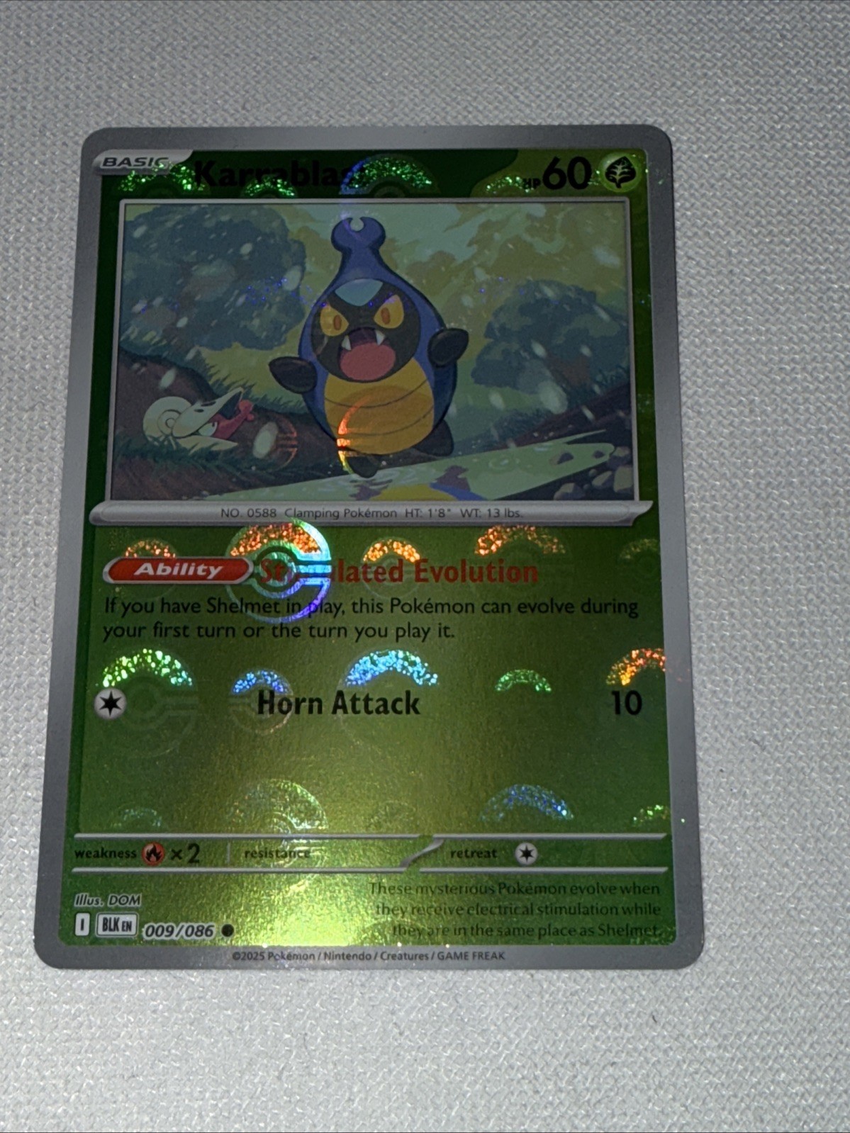 Karrablast Pokeball Holo 009/086 NM English Black bolt SnV 2025 Pokémon TCG