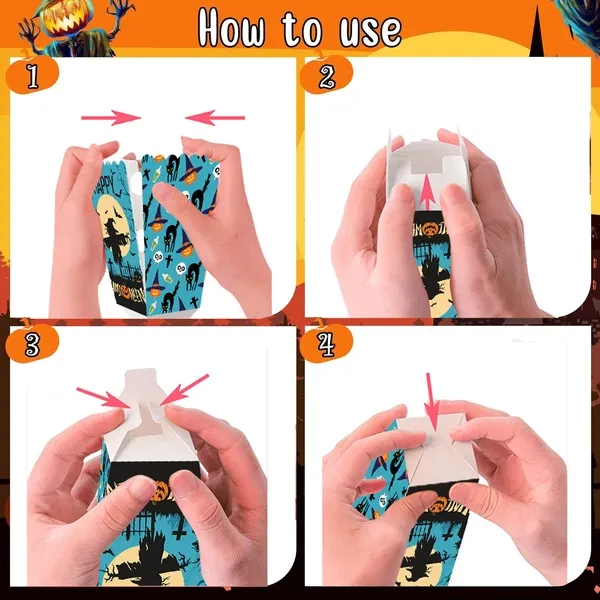 Caja de palomitas de maíz de Halloween de 12 piezas 3 diseños espeluznantes cajas de truco o trato de Halloween Bloo Foto 4 de 4