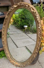 Beautiful Vintage Mid-Century Hollywood Regency Oval Decorative BIG Wall Mirror