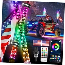 Whip Lights, 2Pcs Spiral RGB LED Whip Lights for Side by Side with Wireless 4FT