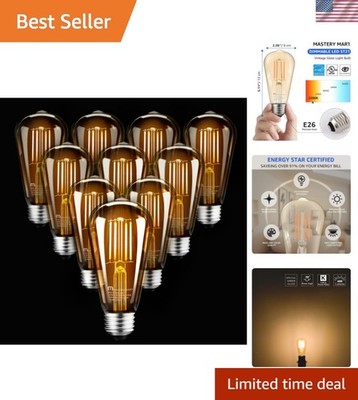 Elegant 2200K Dimmable E26 Vintage Edison Bulbs - 10 Pack Energy Star Certified