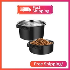 Dog Crate Bowls Hanging No Spill, 60oz  40oz Pet Kennel Bowls, 2 Pack