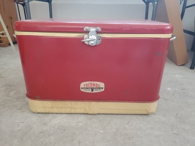 Vintage 1970s Cooler Thermos Brand Red Metal Ice Chest