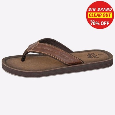 UVP £27,99 - Rostron Herren Leder Lookalike Flip Flop Pantolette Sommer Sandalen von PDQ