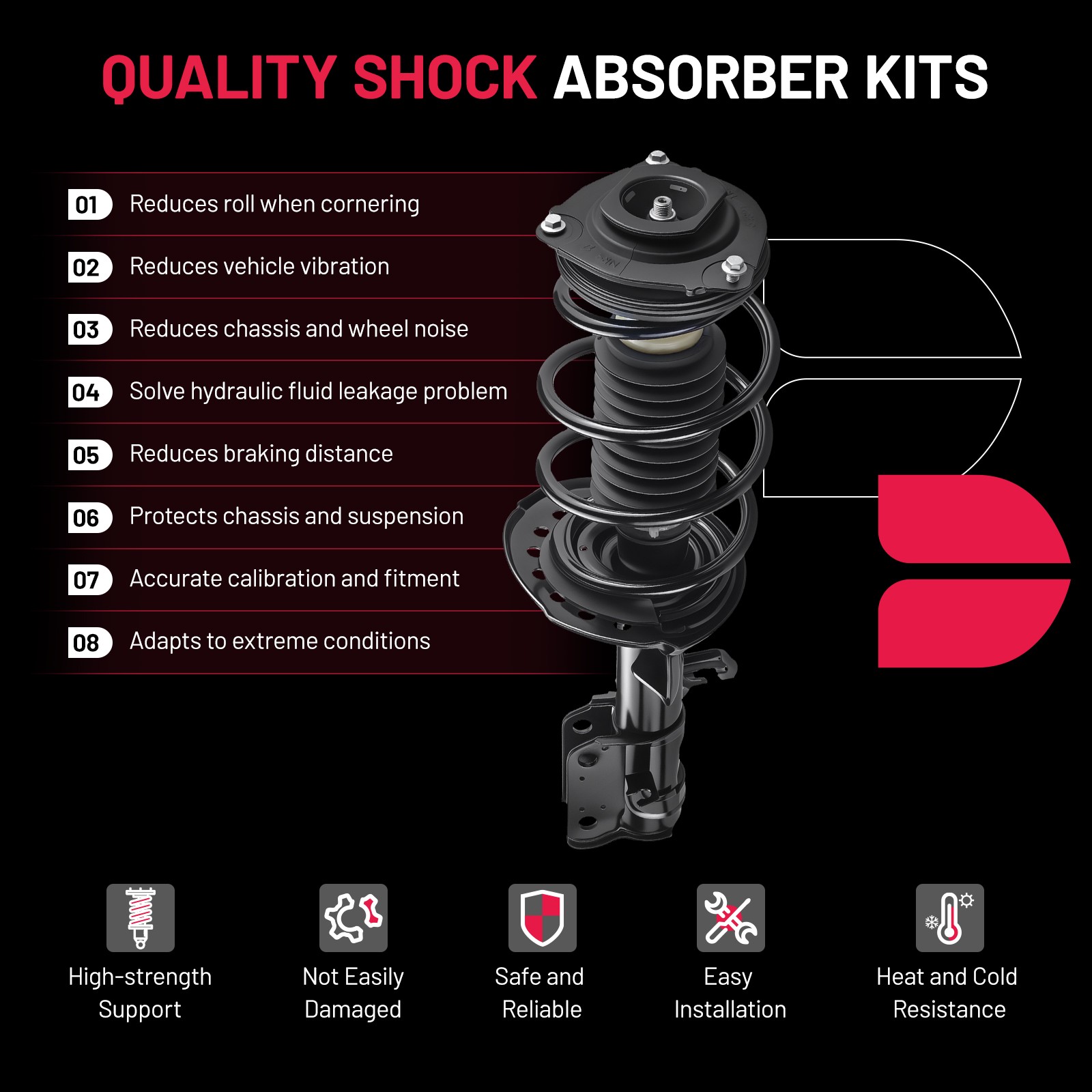 Front Complete Struts With Coil Springs & Mounts For 2014-2019 Nissan Sentra – Pair, Left & Right, OE Spec, Powder Coated