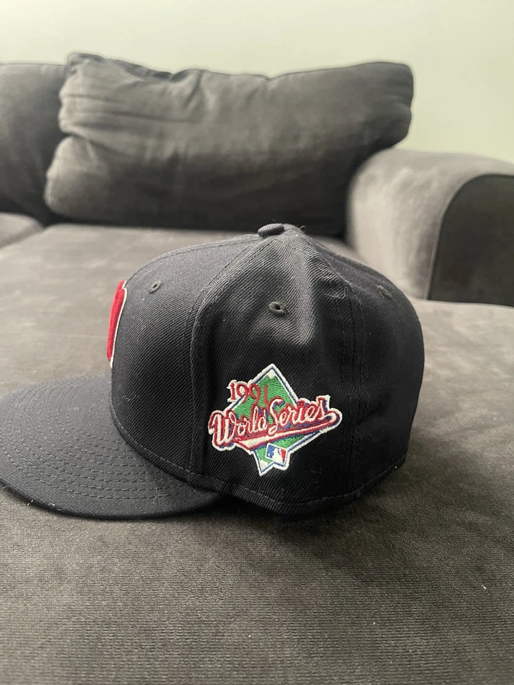 Gorra ajustada New Era Minnesota Twins 1991 Serie Mundial 59fifty ala gris azul marino rojo Foto 2 de 4