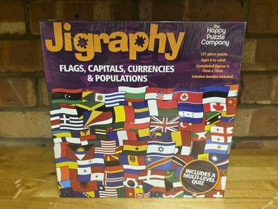Neu & versiegelt Jigraphie Flaggen, Großbuchstaben, Währungen & Bevölkerung 