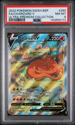 2022 POKEMON SWSH ULTRA-PREMIUM COLLECTION FULL ART/CHARIZARD V PSA 8