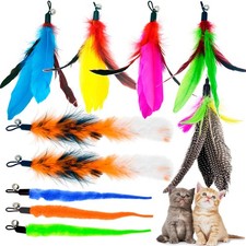 TIENAILING Cat Feather Toys Refills, 10 Pieces Worms Feathers Style-A